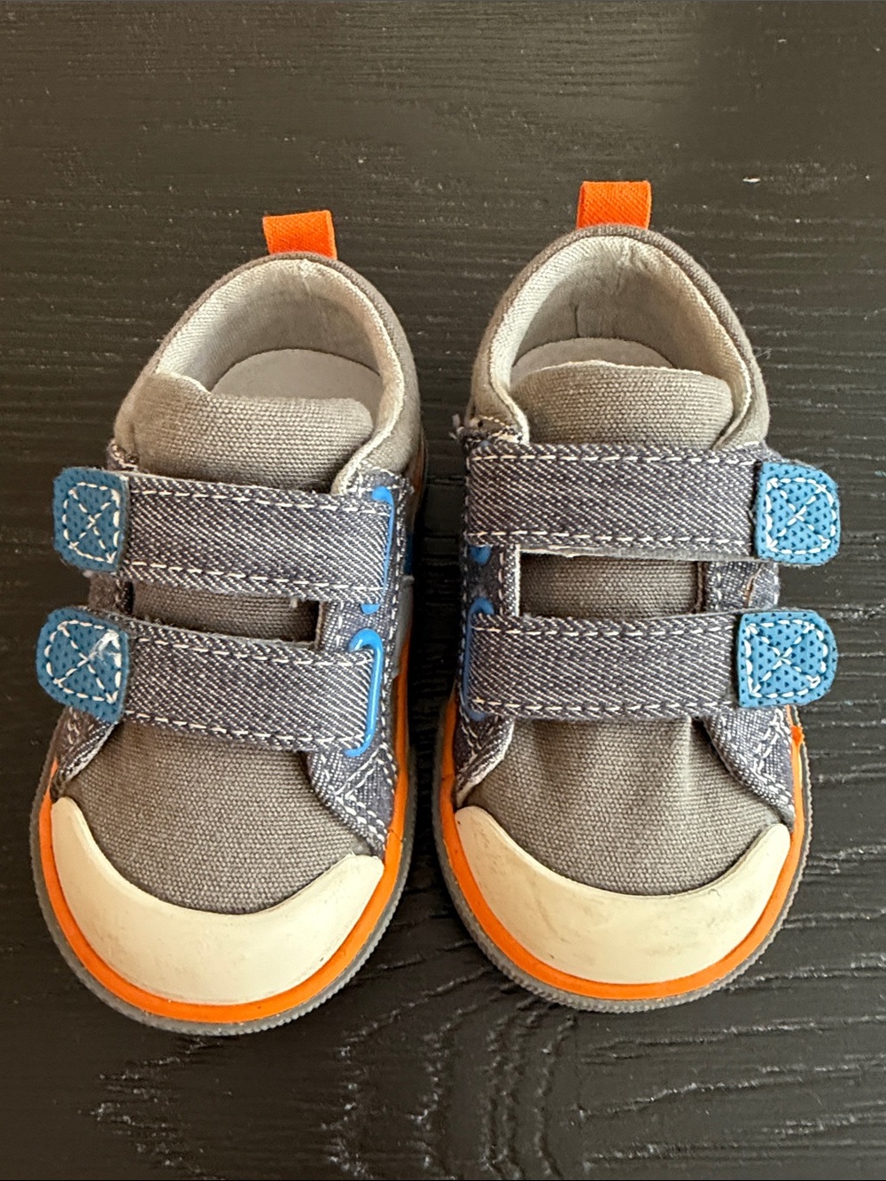 See Kai Run Gray Sneakers with Blue and Orange Accents